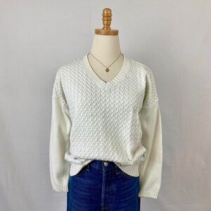 White Knit Fisherman Sweater